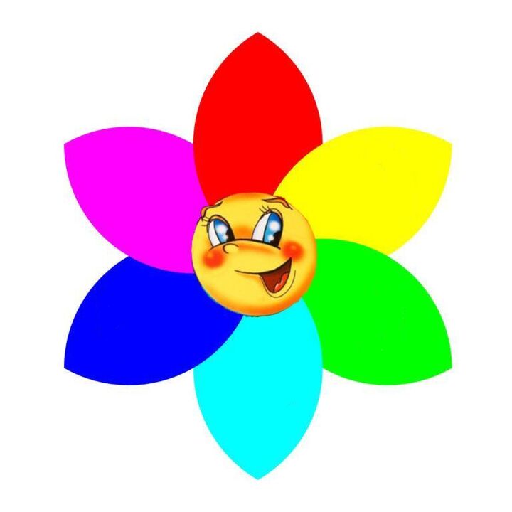 Flor feita de papel colorido com seis pétalas, cada uma simbolizando uma mono-dieta